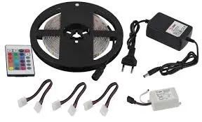 Комплект светод.ленты 5050kit-14.4-60-12-IP20-RGB разноцвет 12В(в комплекте:LED лента на двуст скотче;источ пит;контроллер,пульт)(уп.5м)Эра Б0043067