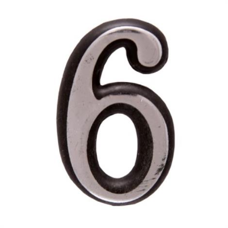 Цифра дверная АЛЛЮР "6" пластик хром